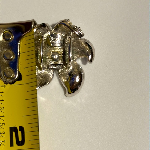 Beautiful vintage Nolan Miller silver tone rhinestone flower slide (681) - Picture 6 of 6